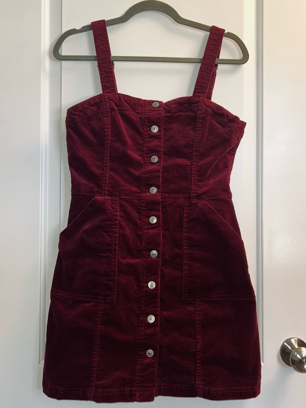 H&M DIVIDED Burgundy Corduroy Jumper Mini Dress